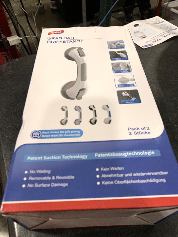 Photo 1 of TAILI Shower Grab Bar, 2 Pack 12 Inch Suction Grab Bars for Bathtubs and Showers for Elderly, Shower Handle for Seniors Bathroom Safety Grip, No Drilling Removable,Grey