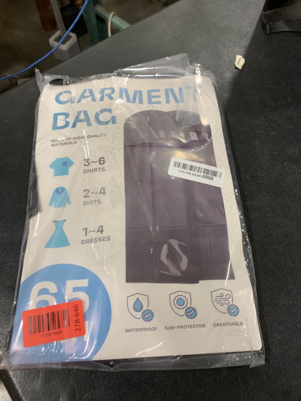 Photo 1 of Travel Garment Bag with Zipper Pocket, Suit Bag for Suits, Dresses, Coats