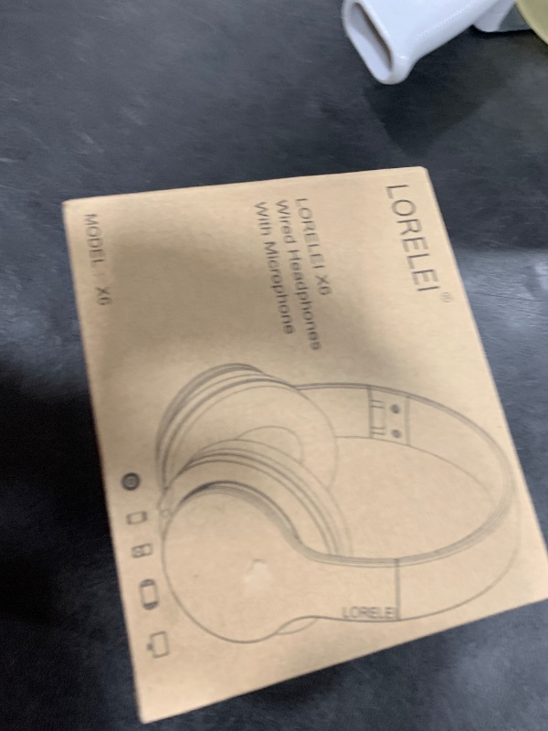 Photo 1 of LORELEI X6 Over-Ear Wired Stereo Bass Headphones with Microphone, Lightweight, Foldable & Portable with 1.45M No-Tangle for Smartphone, Tablet, MP3/4, Space Black