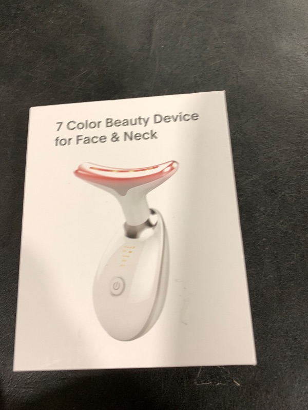 Photo 1 of ELISHINE Red Light Therapy for Face and Neck, 7 Color Beauty Face Massager Tool, Vibrating Facial Massager with Thermals for Wrinkles, Double Chin, Glossy White