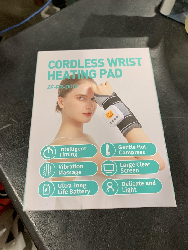 Photo 1 of Rechargeable Wrist Heating Pad Wrap for Pain Relief, Heated Wrist Massager Heat Therapy for Carpal Tunnel Relief, Sprains, Swelling, Tendonitis Hand Pain, 3 Vibration Mode, 3 Heat Level, Auto Shut Off
