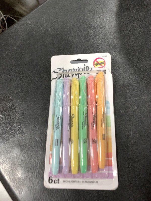 Photo 1 of Sharpie® Accent Pocket Highlighters, Chisel Tip, Assorted Barrels, Assorted Mild Pastel Ink, Pack of 6 Highlighters