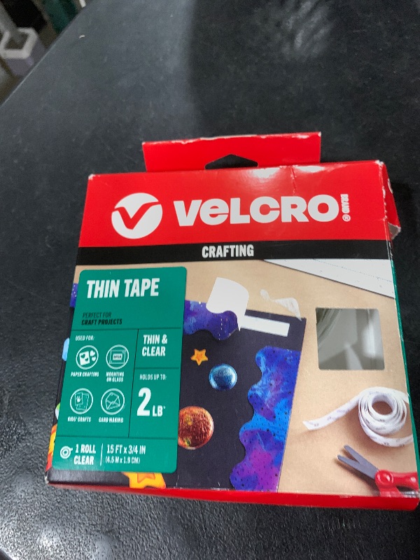 Photo 1 of VELCRO Brand Thin Clear Tape | 15 Ft x ¾” | Cut Strips to Length | Home Office or Crafts Fastening Solution | Large Roll, 91325
