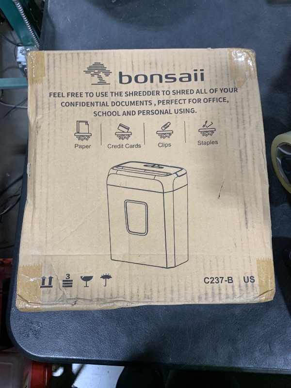 Photo 1 of Bonsaii Paper Shredder for Home Use, 3.4 Gal Wastebasket, 6 Sheet Crosscut Paper Credit Cards, Staples, and Clips Shredder for Home Office Use, Portable Handle Design (C237-B New Version)