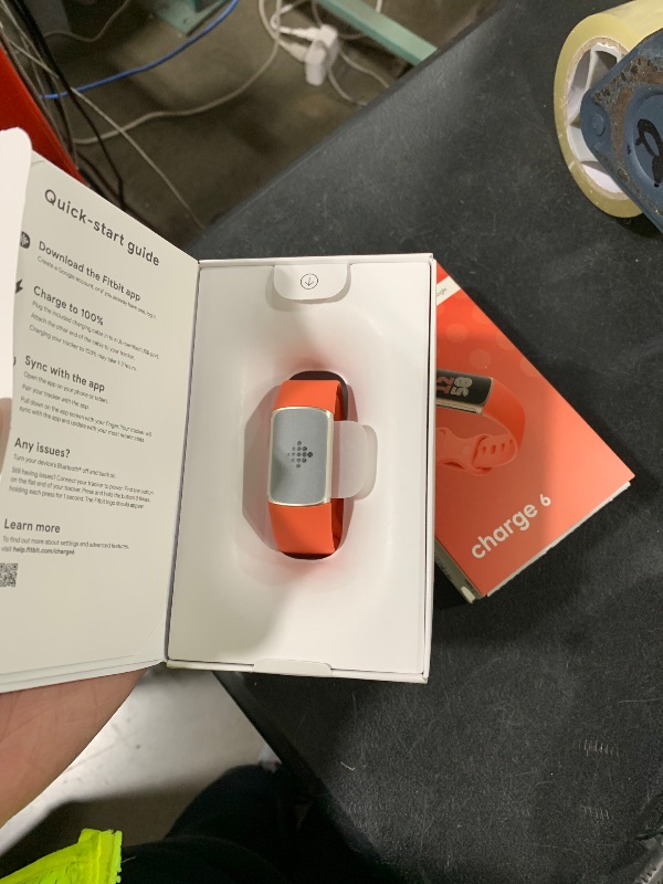 Photo 1 of Fitbit Charge 6 Fitness Tracker with Google apps, Heart Rate on Exercise Equipment, 6-Months Premium Membership Included, GPS, Health Tools and More, Gold/Coral, One Size (S & L Bands Included)