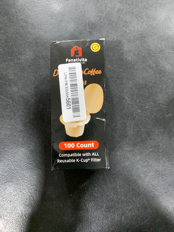 Photo 1 of 100 Count Fanativita K Cup Filters Disposable with Genius Lid Design, Fit All Reusable K Cups for Keurig (Unbleached)