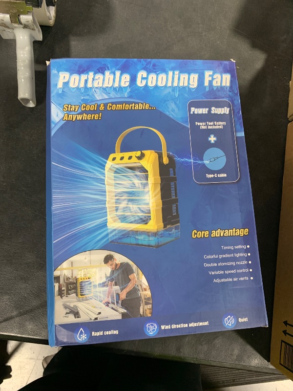 Photo 1 of Rozlchar Portable Cooling Fan Compatible for Dewalt 20V 60V Battery(No Battery) w/USB Input Powered, Outdoor Camping Fan w/Mist, Timing Function, 1600mL Water Tank & LED for Home
