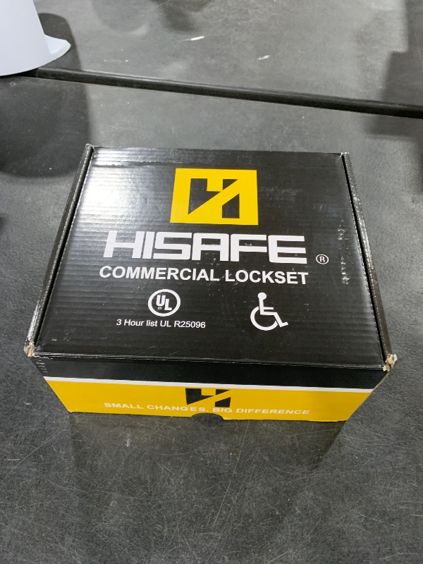 Photo 1 of HISAFE Keyed Entry Grade 2 Commercial Door Locks Heavy Duty Office Door Lever, Non-Handed, UL 3 Hour Fire Rated, ADA Compliant, Satin Chrome Finish 26D, 2-3/4''Backset X-XG-ET-70
