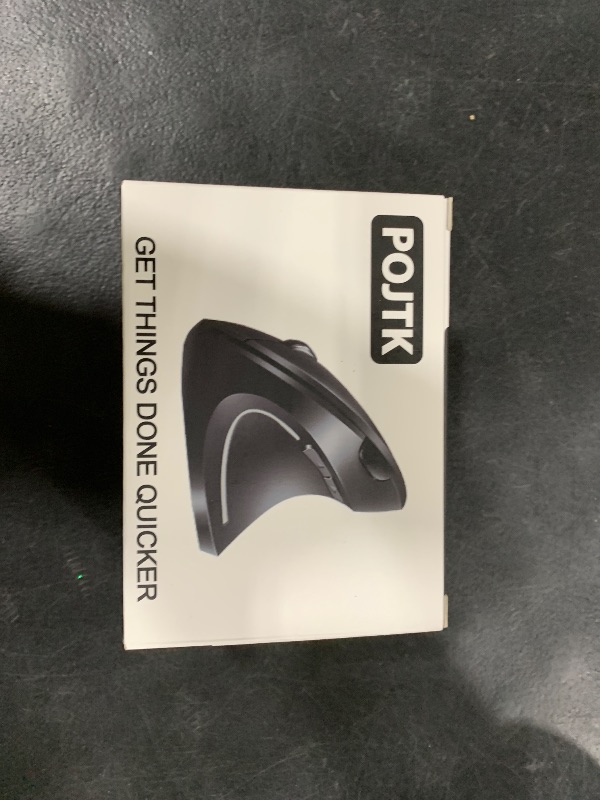 Photo 1 of POJTK Ergonomic Wireless Rechargeable Mouse, Bluetooth+USB A+Type C(3 in 1) Connection, 5 Levels Up to 4800 DPI, 6 Silent Buttons, 2.4GHz Carpal Tunnel Vertical Mice, for Laptop, Desktop,MacBook-black