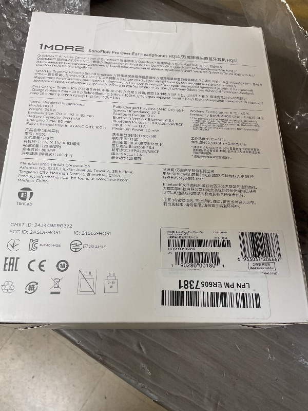 Photo 1 of 1MORE SonoFlow-Pro Noise Cancelling Headphones - HQ51 Over Ear Bluetooth Headphones with LDAC for Hi-Res Wireless Audio,100H Playtime, Bluetooth 5.4, QuietMax ANC, Comfortable Fit (Silver)
