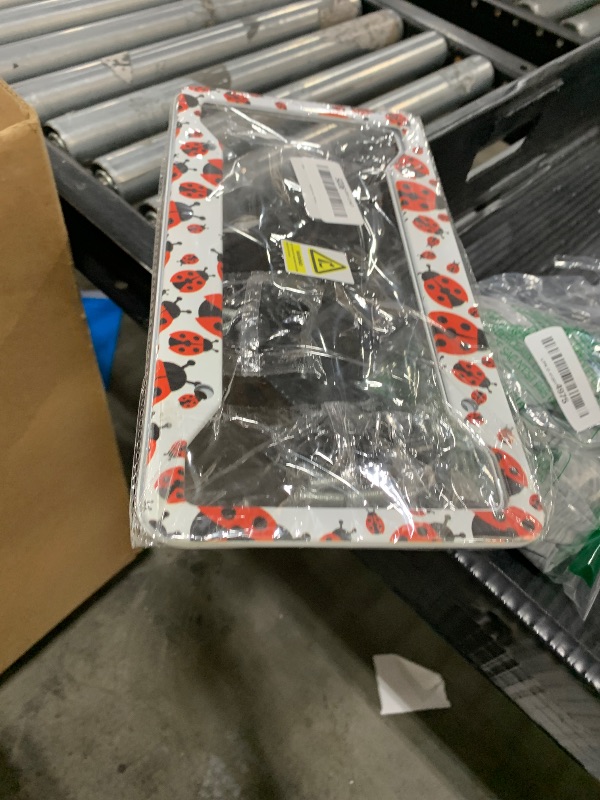 Photo 1 of 2Pack Car License Plate Frames,Cartoon Red Ladybug Aluminum Car Accessories with 4 Holes and Screws