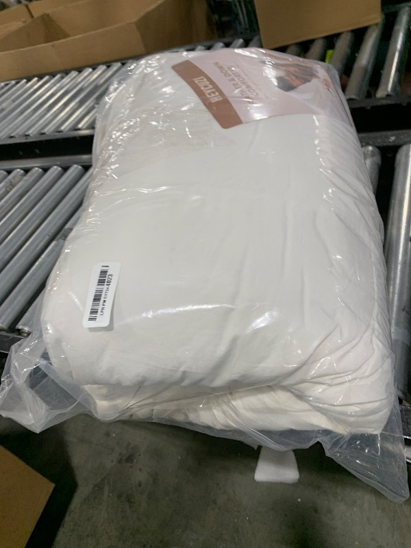 Photo 1 of Down Feather Fiber Comforter King Size - All Season Luxury Hotel Duvet Insert, Medium Warmth, 750+ Fill Power Fluffy Premium Comforter, White Cotton Cover, 106'' x 90''