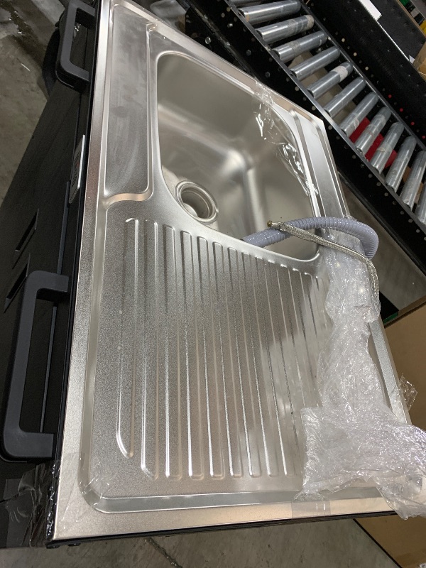 Photo 1 of FEASTO Freestanding Grill Cart with Sink and Cabinet, Movable Outdoor Cart Table with 304 Stainless Steel Sink, Outdoor Grill Cart,Outdoor Grill Station with Wheels, L35.4” x W24”