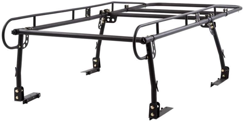 Photo 1 of Rockland Universal Full-Size Steel Over-Cab Truck Rack, 800 LBS Capacity, 136.5" x 55" x 34.25", 49"-64" Adjustable Truck Bed Width, Extendable Truck Ladder Rack with None Drilling C-Clamps

