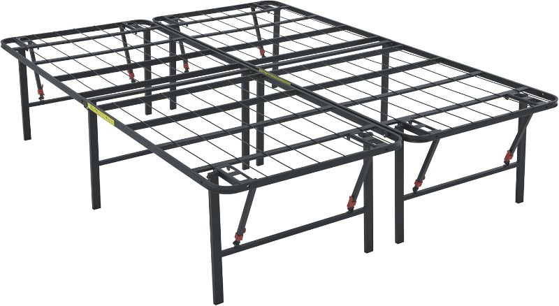 Photo 1 of Amazon Basics Bed Frame with Storage, Foldable Metal Platform, Sturdy Steel, No Box Spring Needed, 18 inches High, Tool-Free Setup, Full Size, Black
