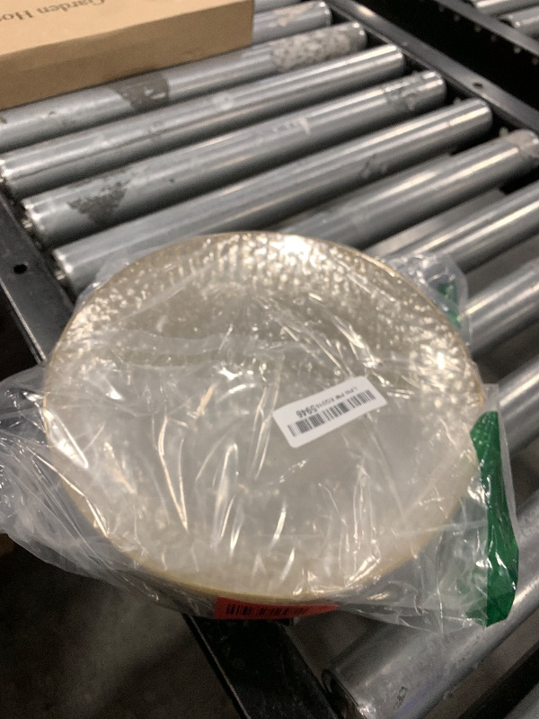Photo 1 of Rubtlamp 60Pcs Clear Gold Plastic Plates, Gold Glitter Disposable Plates, Hammered Plastic Plates Included 30 Dinner Plate And 30 Dessert Plate for Weddings Party Birthday
