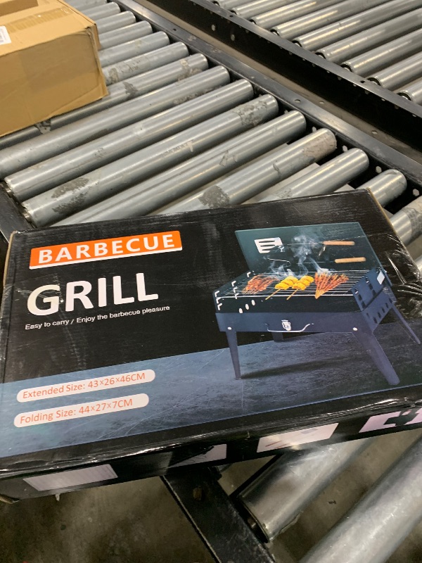 Photo 1 of Portable Charcoal Grill, Small BBQ Grill Outdoor Folding Barbecue Grill with Barbecue Accessories & Lid, Foldable Camping Grill for Outdoor Cooking Camp Picnic Hiking Beach Patio Smokers