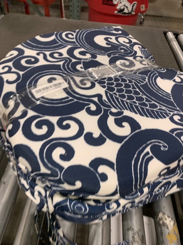 Photo 1 of downluxe Outdoor Chair Cushions Set of 4 for Patio Furniture, Water-Resistant Patio Chair Cushions with Ties, High Density Foam Outdoor Seat Cushion, 17" X 16" X 2", Blue Carp