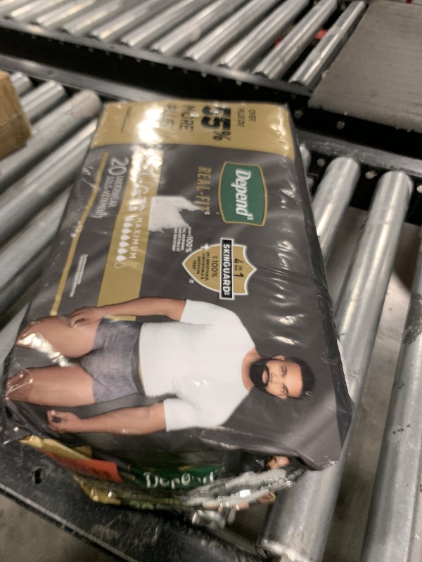 Photo 1 of Depend Real Fit Adult Diapers, Incontinence Underwear for Men, Disposable, Maximum Absorbency, Large/Extra Large, Grey, 20 Count, Packaging May Vary