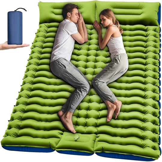 Photo 1 of Yuzonc Double Sleeping Pad - Self Inflating 4" Extra-Thick for 2 Person with Pillow Built-in Foot Pump Inflatable Sleeping Mat for Backpacking, Hiking, Traveling, Tent, Portable Camping Mat