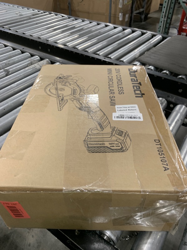 Photo 1 of DURATECH Mini Circular Saw, 20V 4-1/2" Cordless Circular Saw with 4.0Ah Battery, Fast Charger, 3PCS Blades, 3600RPM, Max Cutting Depth 1-11/16"(90°),1-1/8"(45°), for Tiles, Wood, Soft Metal, Plastic