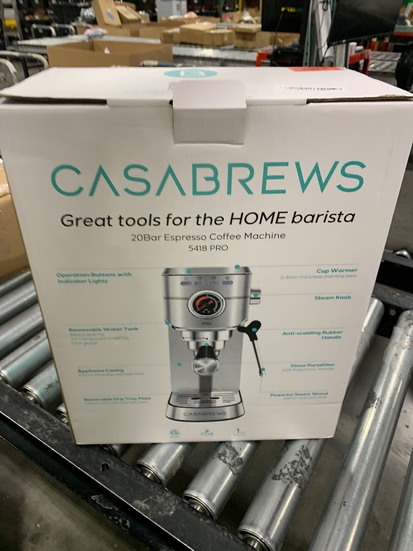 Photo 1 of CASABREWS 5418 PRO Espresso Machine 20 Bar, Upgraded Espresso Maker with Powerful Steam Milk Frother, Stainless Steel Coffee Machine with Fast Heating System for Cappuccino, Latte, Silver