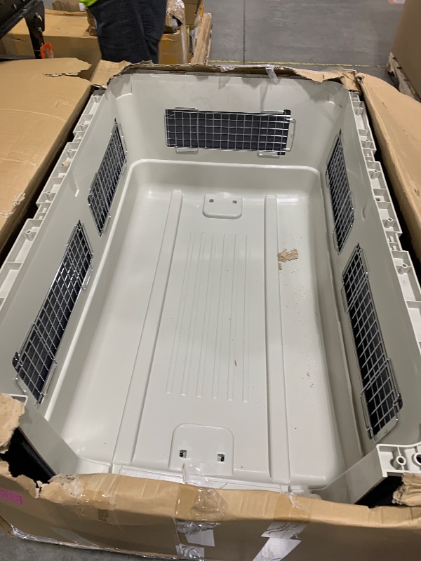 Photo 1 of SportPet Designs Plastic Kennels Rolling Plastic Airline Approved Wire Door Travel Dog Crate, XXX-Large, Gray