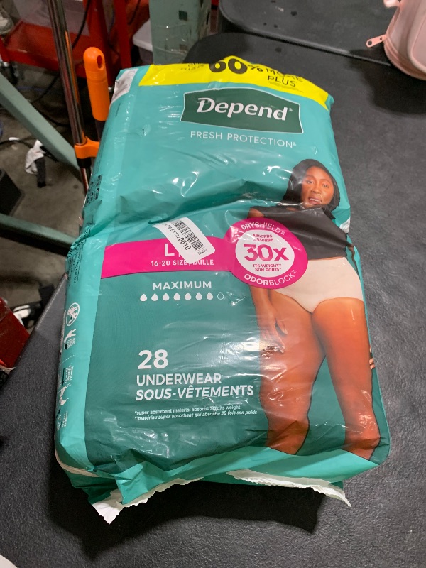 Photo 1 of Depend Fresh Protection Adult Diapers, Incontinence & Postpartum Bladder Leak Underwear for Women, Disposable, Maximum, Large, Blush, 28 Count, Packaging May Vary