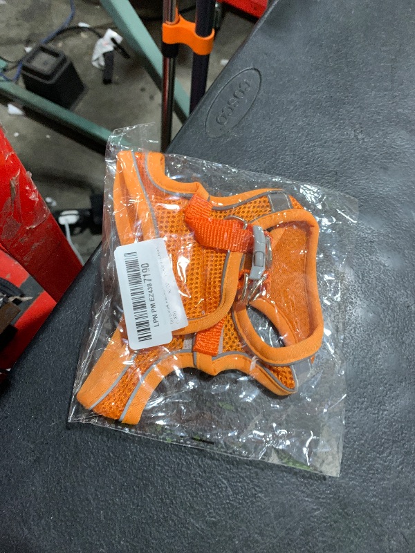 Photo 1 of JUFOO XS Orange Soft Mesh Dog Harness and Leash Set,No Escape Puppy Harnesses for Training Walking? Reflective Adjustable Puppy Vest for Small Medium Dogs, Cats (Orange, XS)