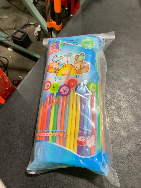 Photo 1 of 200 Pcs Disposable Drinking Straws, 12.8inch Extra Long Colorful Long Flexible Bendy Straws (0.23'' diameter)