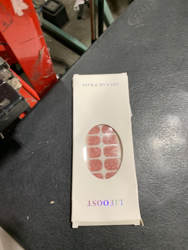 Photo 1 of LIFOOST Nail Art Wraps Free Nail Light Gel Nail Stickers, Waterproof Long Lasting Manicure Strips (Glitter red Clear)