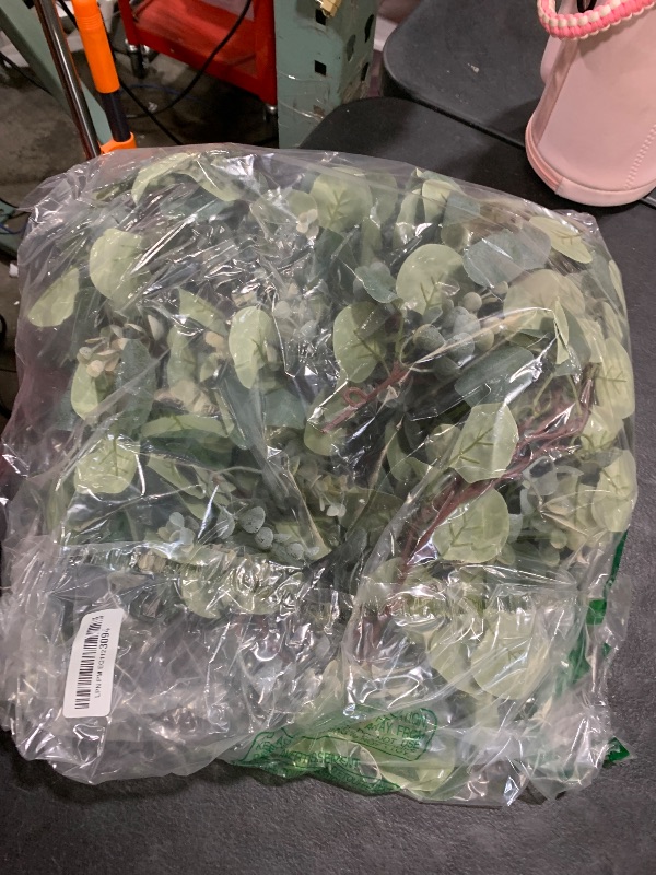 Photo 1 of Ouddy Decor Eucalyptus Garland 6.56 Ft Lush Silver Dollar Leaves Boxwood Artificial Faux Greenery Vines for Baby Shower Wedding Party Table Runner Room Home Mantle Decor