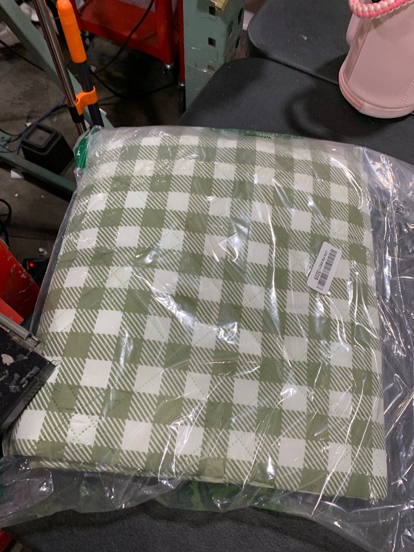 Photo 1 of ZAZE Extra Large Picnic Outdoor Blanket, 80''x80'' Waterproof Foldable Blankets Gingham Picnic Mat for Beach, Camping Grass Lawn Park Accessories Cute Couple Gifts Ideas Wedding Registry(Green White)