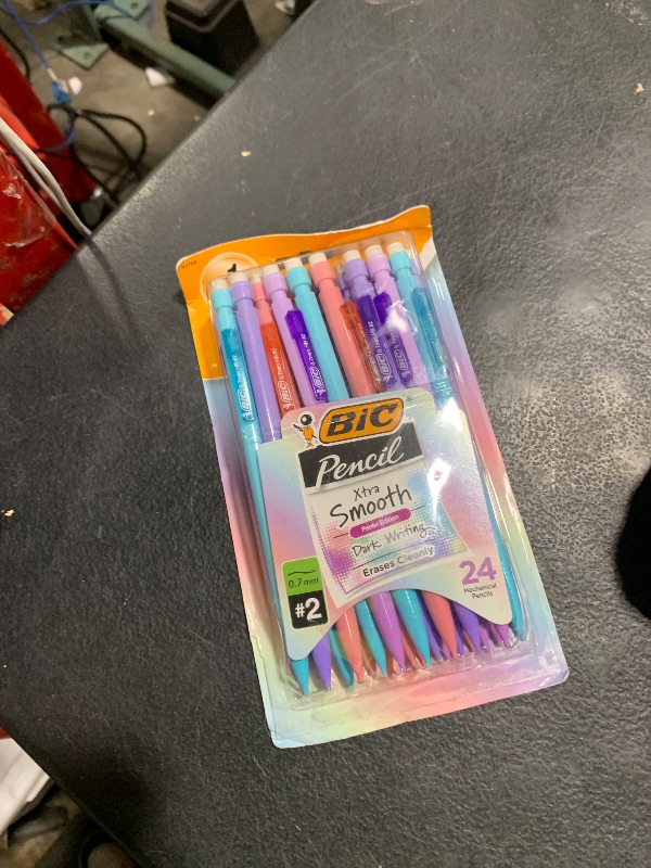Photo 1 of BIC Xtra-Smooth Pastel Mechanical Pencils with Erasers, Medium Point (0.7mm), 24-Count Pack, Bulk Mechanical Pencils for School or Office Supplies