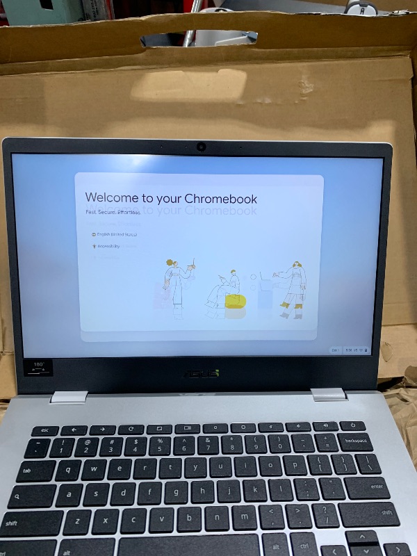 Photo 1 of ASUS Chromebook CX1, 14" FHD, Intel® Celeron N4500 Processor, 64GB Storage, 4GB RAM, ChromeOS, Transparent Silver, CX1400CKA-AS44F