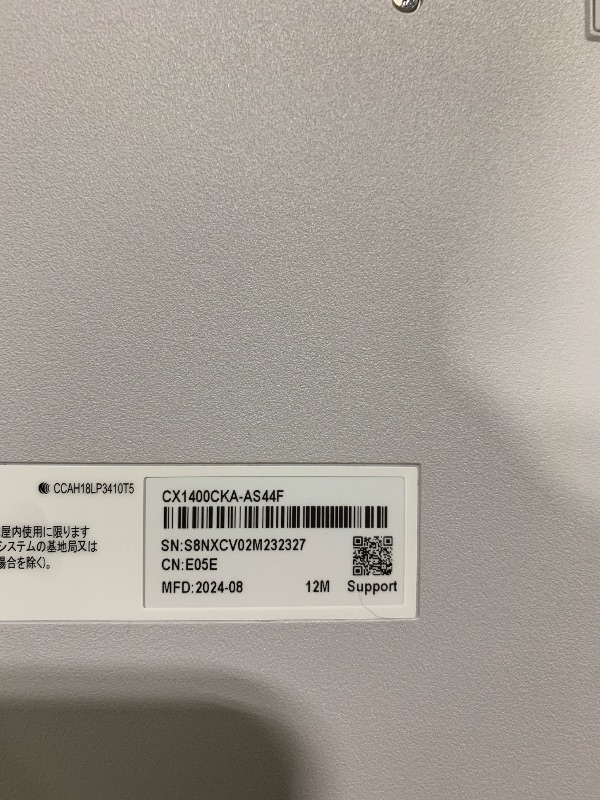 Photo 1 of ASUS Chromebook CX1, 14" FHD, Intel® Celeron N4500 Processor, 64GB Storage, 4GB RAM, ChromeOS, Transparent Silver, CX1400CKA-AS44F
