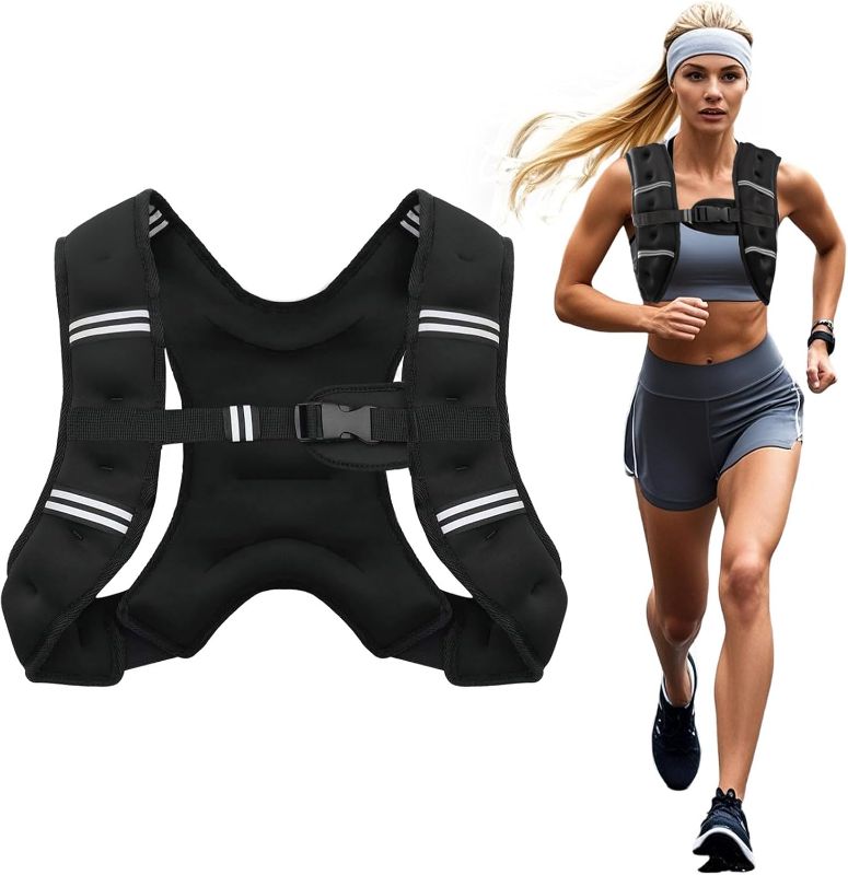 Photo 1 of Weighted Vest, 8lb Weight Vest for Men Women, Body Weight Vests Adjustable with Reflective Stripe for Strength Training, Running, Training Workout, Jogging, Walking