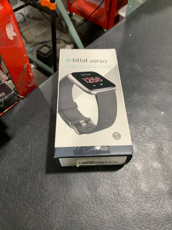 Photo 1 of Fitbit Versa Lite Smartwatch,GPS,Charcoal/Silver Aluminum, One Size (S & L Bands Included)