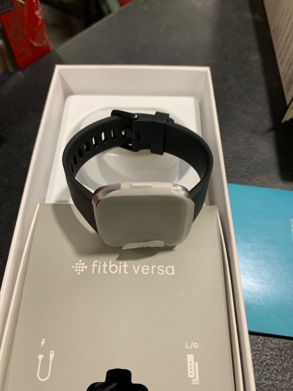 Photo 1 of Fitbit Versa Lite Smartwatch,GPS,Charcoal/Silver Aluminum, One Size (S & L Bands Included)