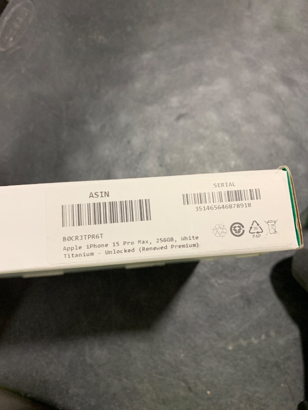 Photo 1 of Apple iPhone 15 Pro Max, 256GB, White Titanium - Unlocked (Renewed Premium)