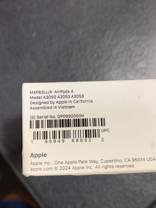 Photo 1 of Apple AirPods 4 Wireless Earbuds, Bluetooth Headphones, Personalized Spatial Audio, Sweat and Water Resistant, USB-C Charging Case, H2 Chip, Up to 30 Hours of Battery Life, Effortless Setup for iPhone