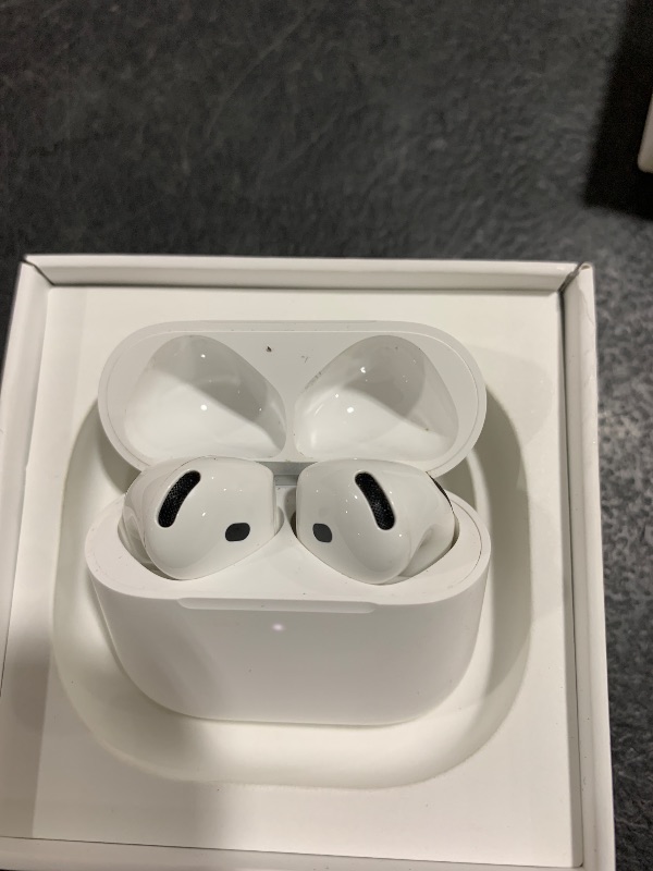 Photo 1 of Apple AirPods 4 Wireless Earbuds, Bluetooth Headphones, Personalized Spatial Audio, Sweat and Water Resistant, USB-C Charging Case, H2 Chip, Up to 30 Hours of Battery Life, Effortless Setup for iPhone