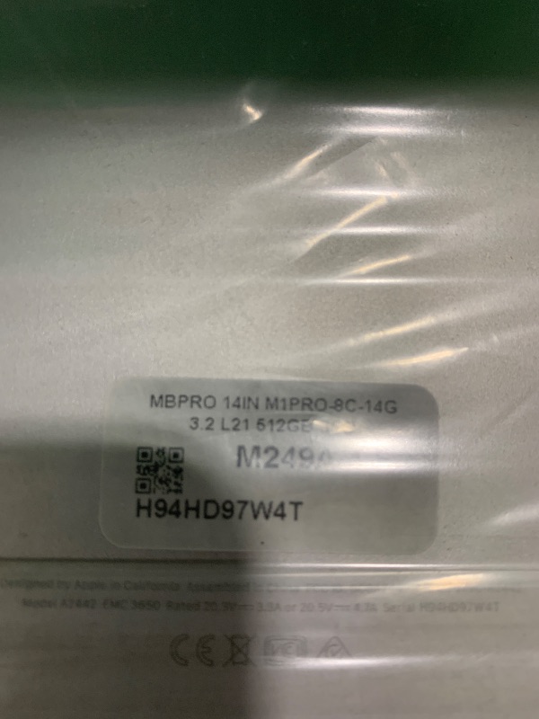 Photo 1 of Apple Late 2021 MacBook Pro with Apple M1 Pro chip 8-core CPU (14-inch, 16GB RAM, 512GB SSD) Silver (Renewed Premium)
