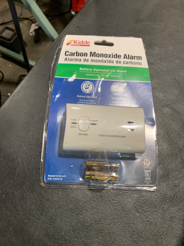 Photo 1 of Kidde Carbon Monoxide Detector, Battery Powered CO Alarm with LEDs, Test-Reset Button, Low Battery Indicator, Portable
