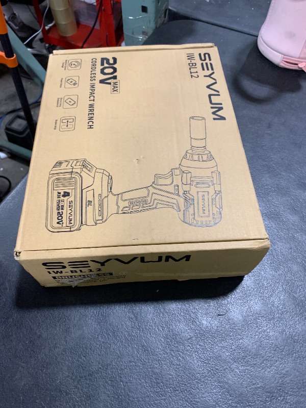 Photo 1 of SEYVUM Impact Wrench,1/2" Impact Gun, Power Impact Driver Max Torque 320 Ft-lbs (430N.m), Cordless Impact Wrench with 20V Brushless Motor, 4.0Ah Li-ion Battery with Fast Charger, 4 Pcs Impact Sockets
