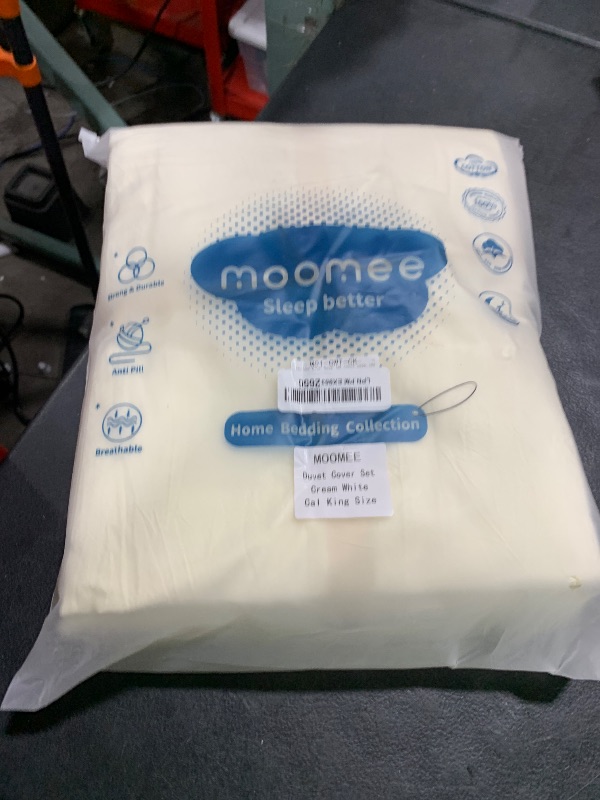Photo 1 of MooMee Bedding Duvet Cover Set 100% Washed Cotton Linen Like Textured Breathable Durable Soft Comfy (Solid Cream White, Cal King 104"x98")