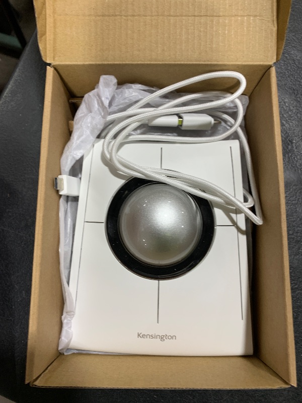 Photo 1 of Kensington SlimBlade Pro EQ Wireless Trackball, Bluetooth, 2.4GHz Connection, Rechargeable, Programmable Buttons, White/Silver Ball