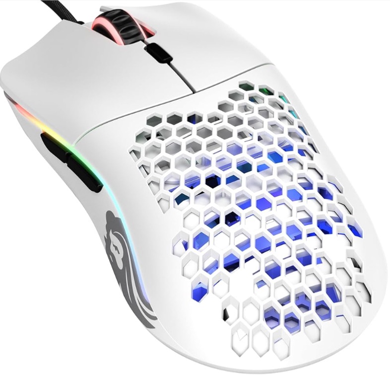 Photo 1 of Glorious Model O Wired Gaming Mouse 67g Superlight Honeycomb Design, RGB, Pixart 3360 Sensor, Omron Switches, Ambidextrous - Matte White