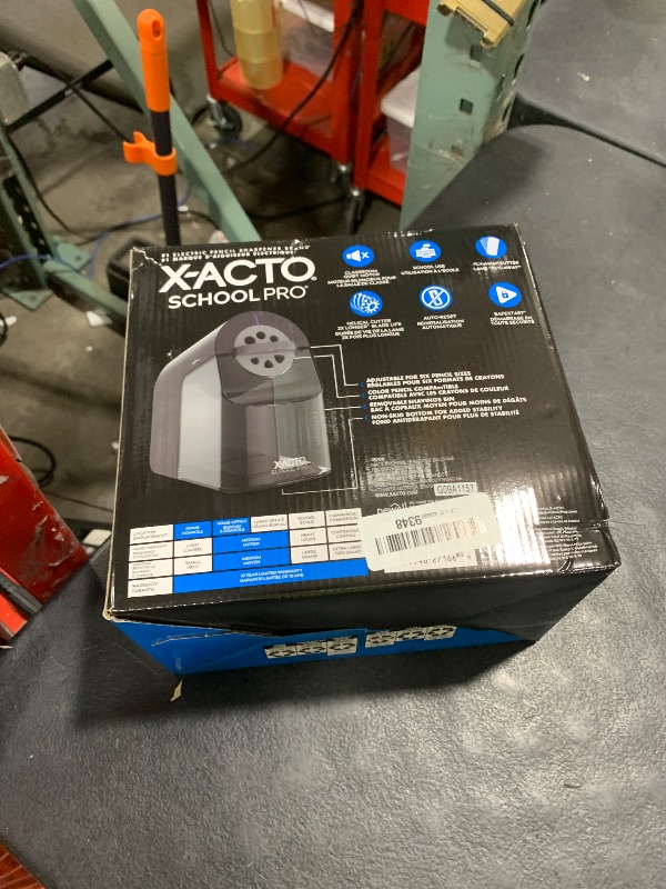Photo 1 of X-ACTO Pencil Sharpener, SchoolPro Electric Pencil Sharpener, Heavy Duty Sharpener for School, Classroom and Teacher Supplies, Perfect for Addition to Homeschooling Supplies, Black, 1 Count