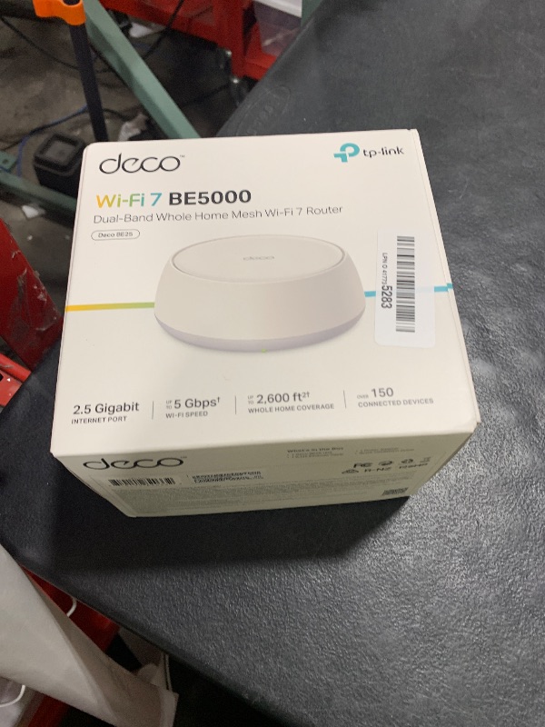 Photo 1 of TP-Link Deco BE25 Dual-Band BE5000 WiFi 7 Mesh Wi-Fi Router | 4-Stream, 240 Mhz Channels | Covers up to 2,600 Sq.Ft | 2X 2.5G Ports Wired Backhaul | VPN, MLO, HomeShield, Free Expert Help, 1-Pack